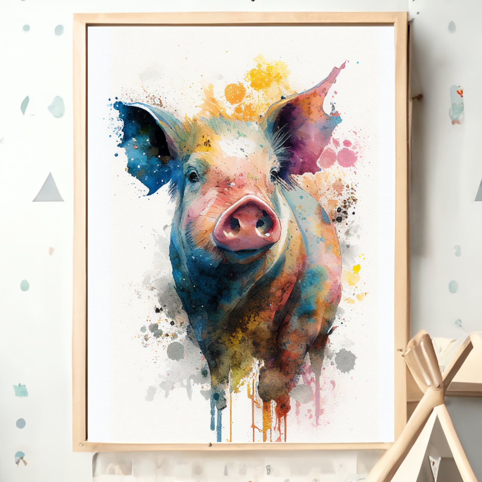 Pig Printable Art Print Download Poster Wild Life Gift Animals Wall Art ...