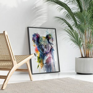 farbenfrohes Bild eines Koala ,Wasserfarben Wanddekor, buntes Kunstwerk,digitaler Druck,Ledondo,gerahmtes Poster,grosses Aquarell