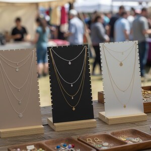 Necklace Display Stand | MDF or Acrylic Jewelry Display | Pine Base | Market & Shop Decor