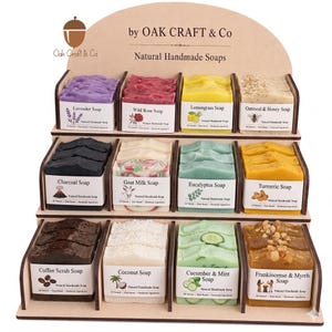 Wooden Soap Display Stand | Holds 60 Bars | Tiered Riser for Handmade Soap Shop, Craft Fair, Market Vendor Display