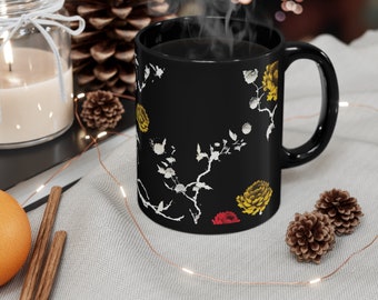 Black floral 11oz Mug