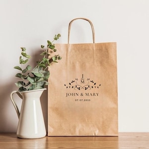 Busta regalo personalizzabile da 50 pezzi, buste di carta personalizzate con manico, borsa con logo stampato | Imballaggio aziendale, matrimonio, festa, Natale, compleanno
