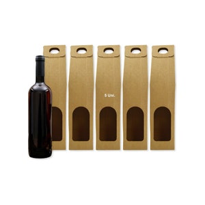 5 Kraft Carton Bottle Boxes for Wine and Champagne 8.5x8.5x39 cm:Gift Packaging with Handle, Bottle Box,Wine Bottle Packaging,Bottle Carrier