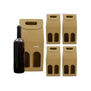 5x Caixa de Cartão para 2 Garrafas de Vinho 18x9x40 cm - Embalagem de Garrafa de Vinho para Natal, Páscoa, Aniversário, para Caves de Vinho
