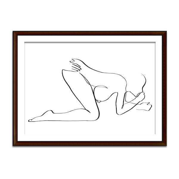 Nude Line Drawing Erotic Art Print Nude Printable Booty Sex Scene Drawing One Line Art Hot Woman and Man Art Minimalist Digital Line Drawing