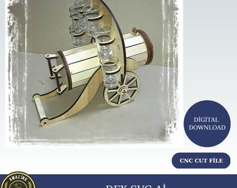 Corte láser de madera, corte CNC, enrutador CNC, archivos vectoriales, descarga instantánea, Dxf, Cdr, Ai, Svg, modelo sólido, caja de vino, portavasos