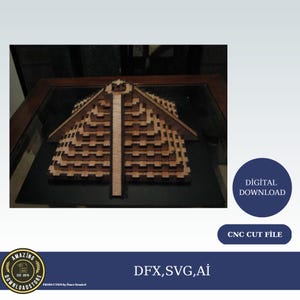 Pirámide azteca, ilusión 3D, diseño digital para grabado láser, arte detallado del faraón egipcio. Láser de diodo CO2 l Láser Glowforge.