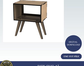 Wooden bedside table. Digital file for CNC