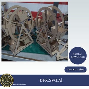 Laser geschnitten Riesenrad Kasten Modell CDR DXF SVG Pdf Ai Vektor-Dateien