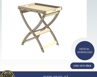 Escritorio de mesa plegable Archivos de corte DXF SVG para mesa/escritorio de madera, planos de patrones vectoriales para enrutador CNC