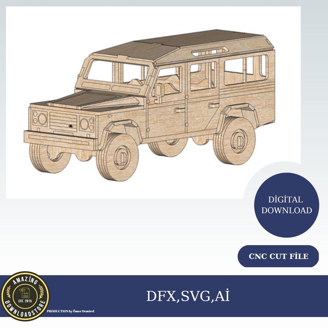 Land Rover Laser Cut Wooden 3D Puzzle Toy, Digital File, Laser Cutting ...
