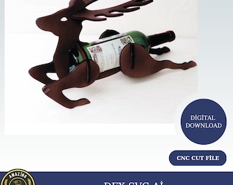 Wine box vector for CNC svg vector file, vector cut file, cnc file, cnc pattern,Wine box, Vine box, Wine gift box, wine holder, deer model