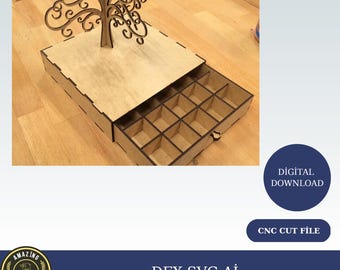 Lasergesneden houten sieradendoosje Svg-bestanden, houten geschenkdoosbestanden, vectorbestanden voor hout lasersnijden