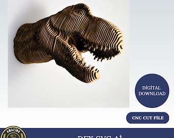 Animal head - Dino - animal trophy. Animal for self-assembly made of ecological cardboard. 3D DIY Puzzle sculpture.