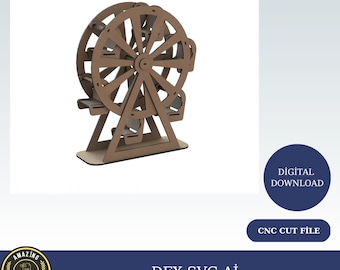Laser Cut Ferris Wheel Box Model CDR DXF SVG Pdf Ai Vector Files