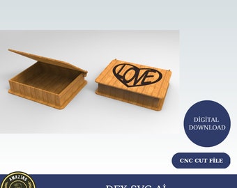 Lasergesneden houten lades sieradendoos, houten geschenkdoos, lasergesneden houten kist, vectorbestanden voor hout lasersnijden, Glowforge, SVG
