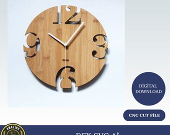 Reloj de pared decorativo. Archivos cortados con láser SVG, DXF, CDR, planos vectoriales. Archivos Glowforge. Descarga instantánea. Archivo CNC. Patrón CNC. N.º 8
