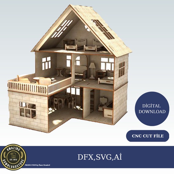 Archivos Dxf De Casas Cortadas Por Láser Vetor Maker Casa Em Caixa