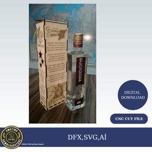 vettore scatola vodka per file vettoriale svg CNC, file di taglio vettoriale, file CNC, modello CNC, scatola vino, scatola vite, scatola regalo vodka, modello razzo porta vodka