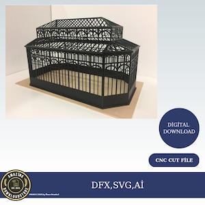 minimalGreenhouse SVG Arquivos de corte de papel para Cricut, Silhouette / Cute 3D Putz House Template Decoração ou presente para jardineiro