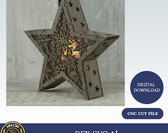 Laser cut wooden decorative lantern svg Glowforge candle holder svg Lampshade laser cut dxf file vector cnc template Nightlamps