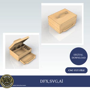 DXF, SVG-bestanden voor lasergeschenkdoos, flexibel multiplex, tandenfeedoos, Glowforge, materiaal