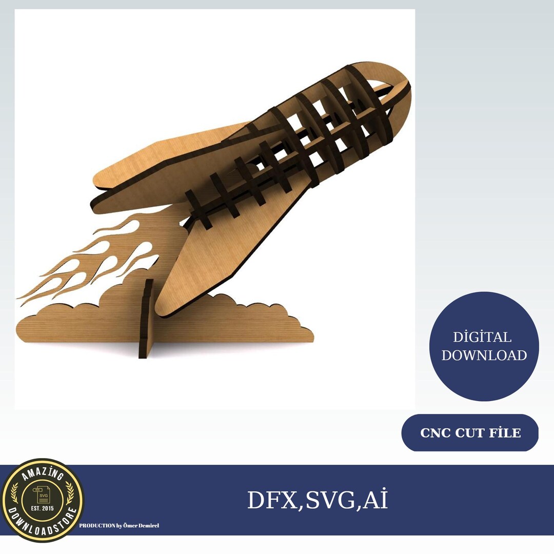 Rocket Wooden 3D Puzzle Toy, Laser Cut, CNC Cutting, CNC Router, Vector ...