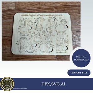 Holzpuzzle Gemüse Laserschnitt svg Datei Glowforge Kinder Montessori Gemüse Puzzle Dxf Schnittplan Cnc Vektor Laser Digitaler Download