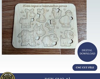 Wooden puzzle vegetables laser cut svg file Glowforge kids montessori vegetables puzzle dxf cut plan cnc vector laser Digital download