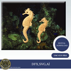 Archivos SVG DXF CDR de decoración de caballitos de mar en 3D: archivos SVG en capas para Cricut, SVG de animales cortados con láser en 3D