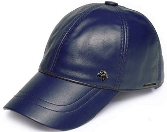 Baseballkappe aus blauem Leder