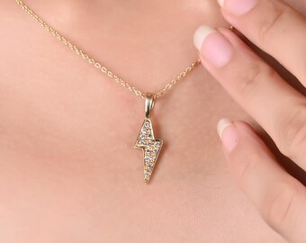 Minimalist Blitz Anhänger aus Sterling Silber Thunderbolt Halskette für den Alltag Statement Schmuck - Geschenk für Sie