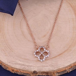 Four Leaf Clover Necklace 925 Sterling Silver | Rose Gold Plated Lucky Charm | Dainty Clover Pendant | Gift for Her | Good Luck Jewelry