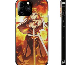 Anime Demon Slayer KImetsu No Yaiba Flame Hashira Rengoku Kyojiro cool blazing Blaze your Iphone Soft Phone Cases