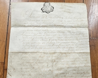 Documento notarial francés de 1760 – Manuscrito antiguo escrito a mano en pergamino
