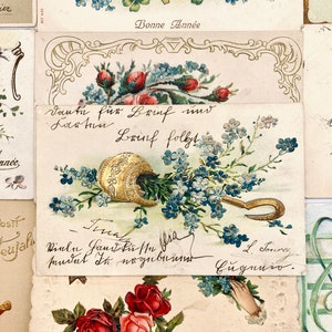 vintage french postcards bundle with decorative cut filigrees, antique calligraphy, gold embossing. early 20th. a must-have for collectors image 1