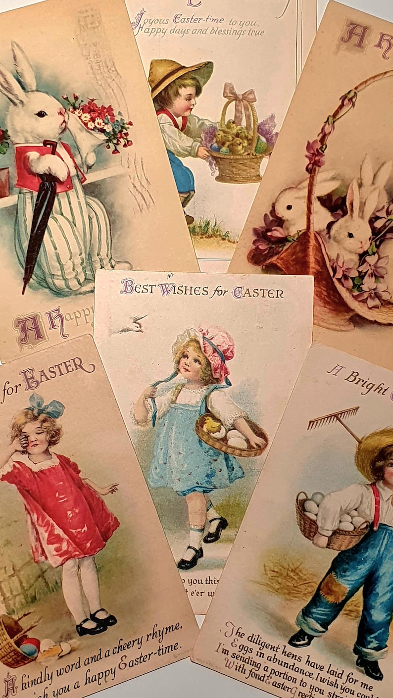 Ellen Clapsaddle Easter postcards without autograph. Pack of 6 original postcards. Edition: Wolf Artist. image 1