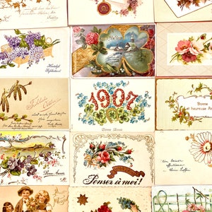 vintage french postcards bundle with decorative cut filigrees, antique calligraphy, gold embossing. early 20th. a must-have for collectors image 6