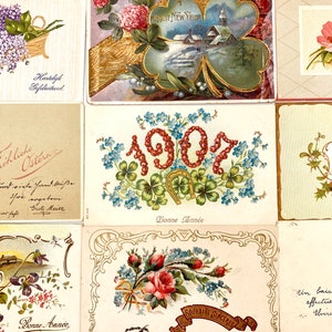 vintage french postcards bundle with decorative cut filigrees, antique calligraphy, gold embossing. early 20th. a must-have for collectors image 4