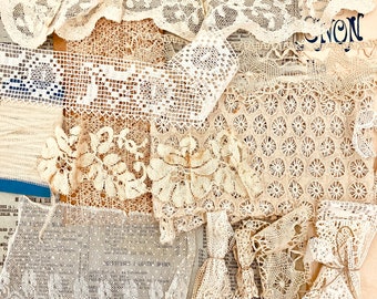 antica borsa francese in pizzo e finiture effimere. Maglia fine ricamata, Valenciennes, pizzo al tombolo, diari spazzatura, creazione di bambole, arte tessile