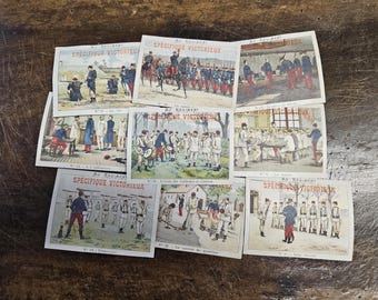 Antieke Franse verzamelkaarten: "Le Specifique Victorieux" set van 25