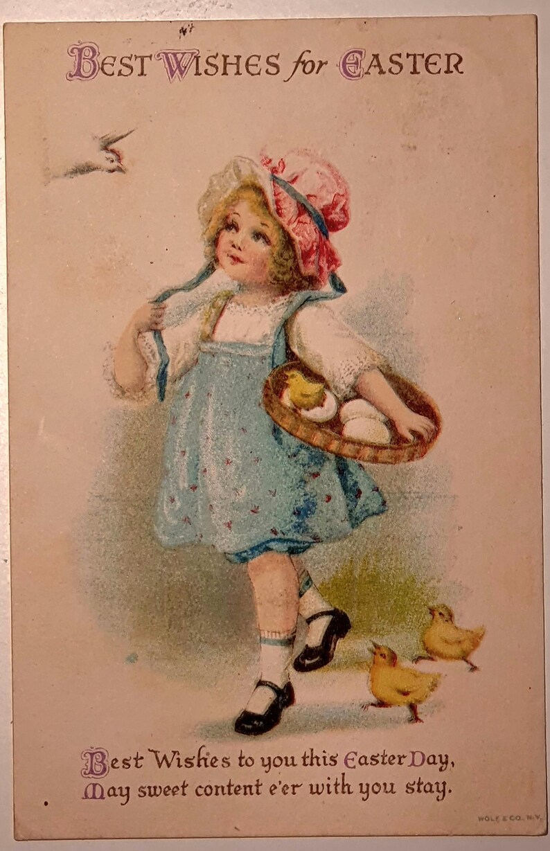 Ellen Clapsaddle Easter postcards without autograph. Pack of 6 original postcards. Edition: Wolf Artist. image 6