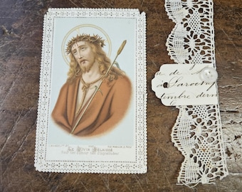 Antique Religious Imagery, Paper Lace, 1800s Ephemera