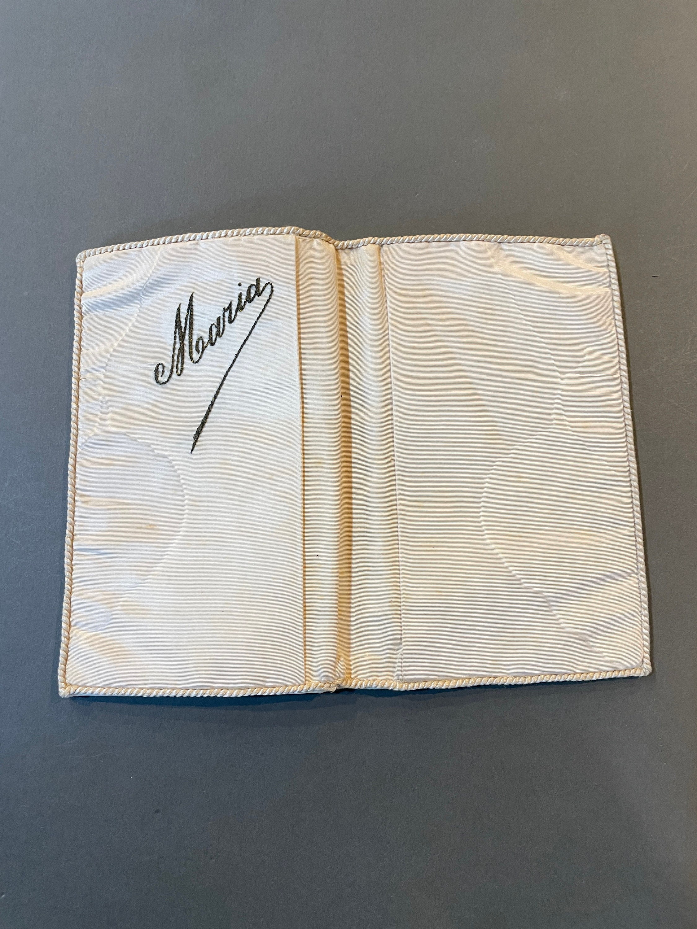 Antique Handmade Leather Folder. Hand-embroided Floral Motifs. Silk ...