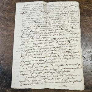 Antikes französisches handgeschriebenes Dokument von 1789. 4 Seiten. Ende 18.Jh. Wunderschöne Kalligrafie. Baumwollpapier. Vintage Charme