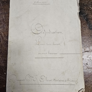 Antiguo documento manuscrito francés de 1890. 11 páginas. Siglo XIX. Hermosa caligrafía. Papel de algodón. Encanto vintage.