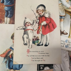 Belle cartoline di Natale di Ellen Clapsaddle senza autografo. Confezione da 6 cartoline originali. Inizio del XX secolo. Edizione: Wolf Artist.