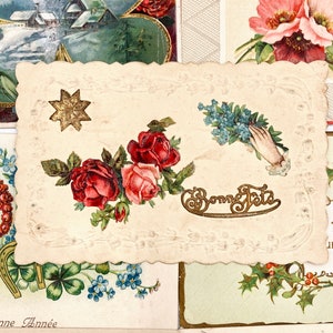 vintage french postcards bundle with decorative cut filigrees, antique calligraphy, gold embossing. early 20th. a must-have for collectors image 7