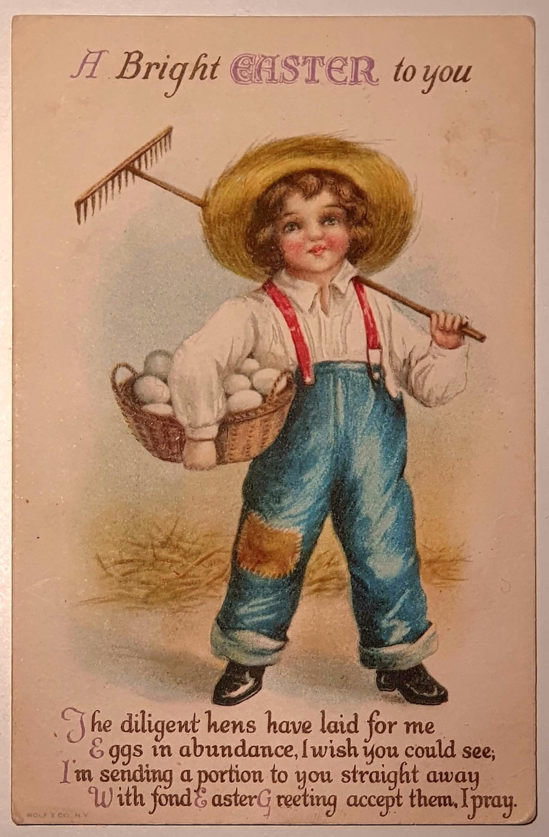 Ellen Clapsaddle Easter postcards without autograph. Pack of 6 original postcards. Edition: Wolf Artist. image 5