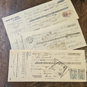 Antieke Franse promesse. Begin 20e eeuw. 3 stuks inbegrepen. Voor dagboek-, knutsel- en verzamelbenodigdheden. kalligrafie.